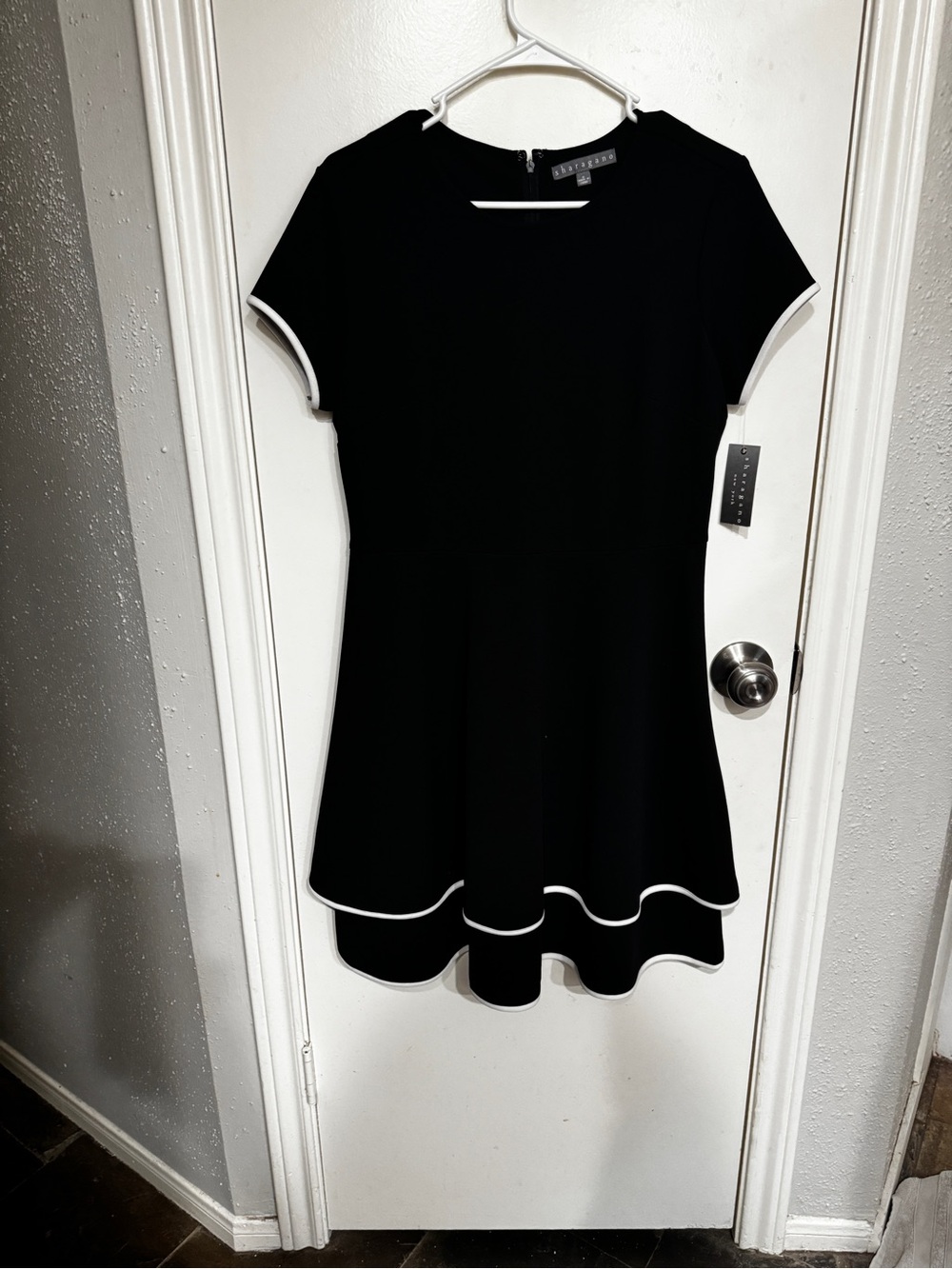 Tahari Black Tunic Dress with White Trim